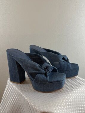 Open Edit Denim Blue Platform Heels 7